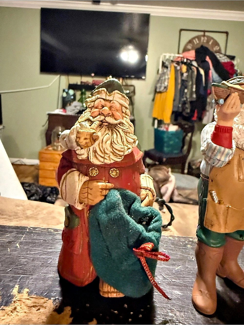 Vintage Jim Shore Celtic Christmas Greetings Irish Santa Figurine Red & Green